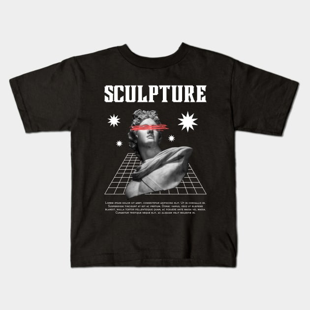 Black White Modern Sculpture T-Shirt Kids T-Shirt by DesignVIP